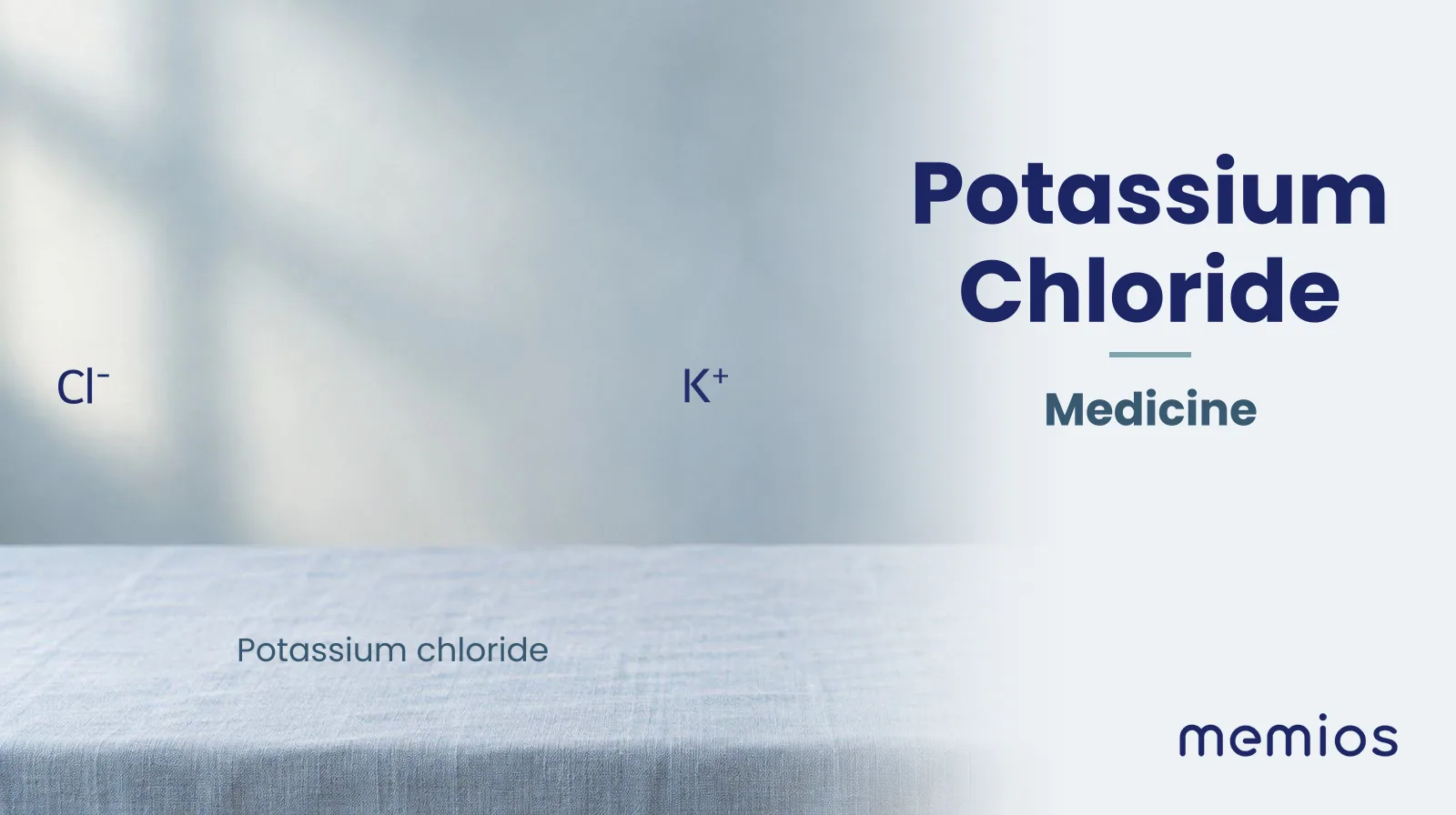 Chemical structure of Potassium chloride, drawn in navy on pale linen.